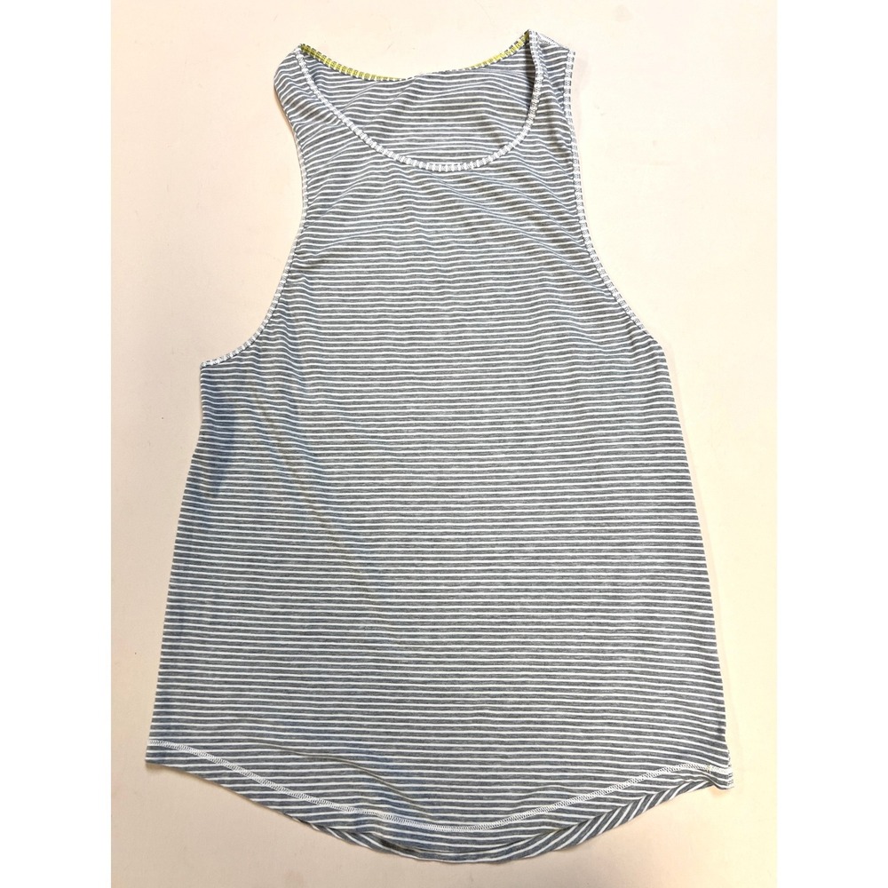 Lululemon Tank Top Women 4SGrey Excellent Striped Racerback Activewear